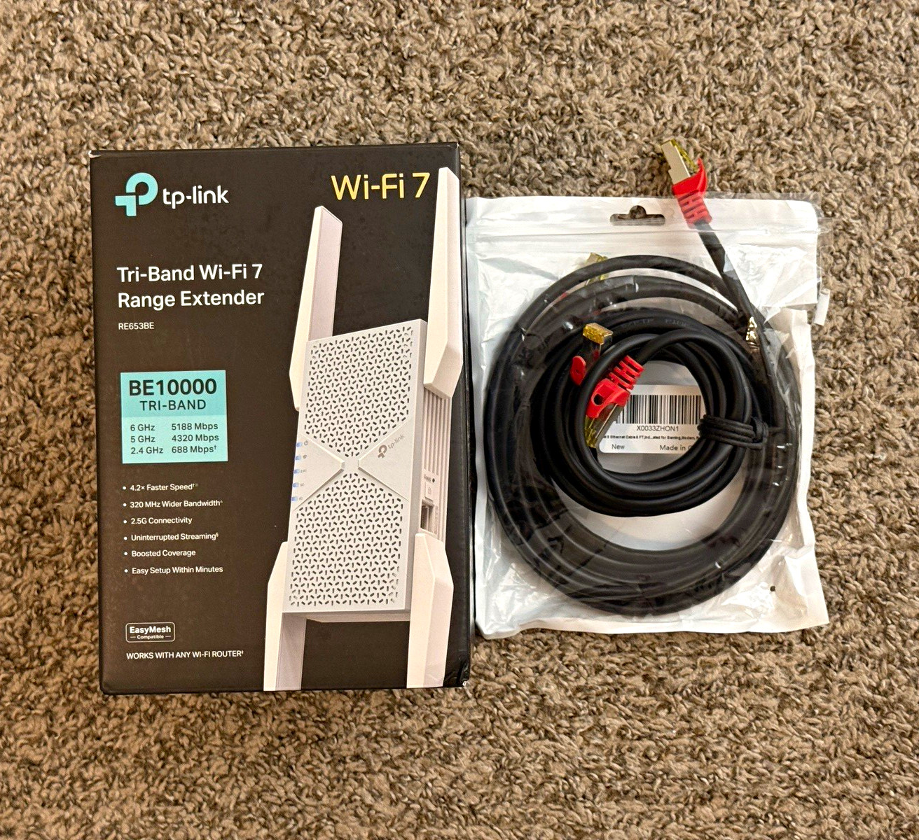 TP-LINK BE10000 Tri-Band Wi-Fi 7 Range Extender RE653BE White