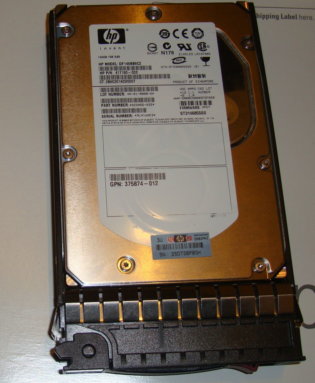 384854-B21/389344-001/454228-001/462587-002-HP 146GB 3G SAS 15K 3.5" DP HDD