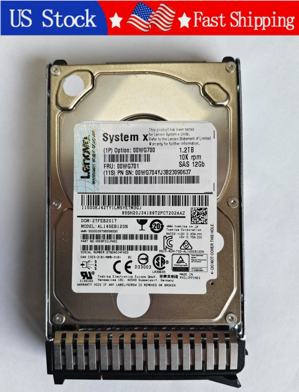 New Lenovo/IBM 00WG700 00WG701 00WG704 1.2TB 10K SAS 2.5" 12Gb G3HS HDD
