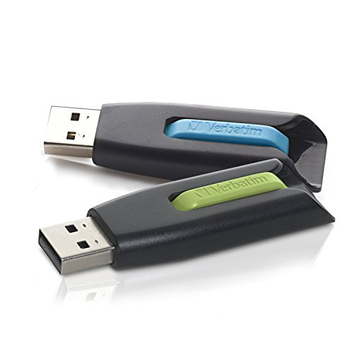 Verbatim 32GB Store 'n' Go V3 USB 3.0 Flash Drive - 2pk - Blue  Green NEW