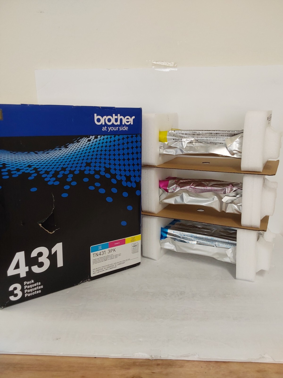 Brother TN-431 3PK, Cyan, Magenta, Yellow, Standard Yield - Open Box