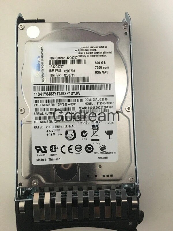 For IBM 42D0707 42D0708 500G 7.2K 6GB SAS 2.5 inch hard disk ST9500620SS
