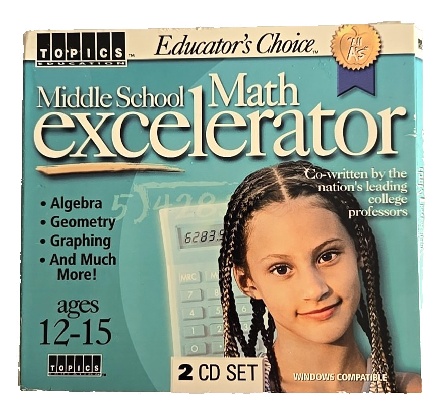 Topics Ages 12-15 Middle School Math Excelerator Algebra 2 CD-ROM Set PC New