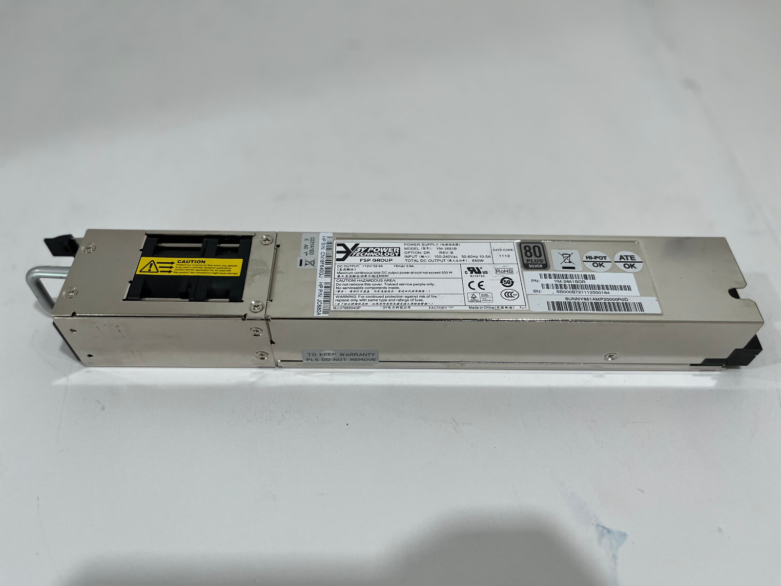 JC680A JC680-61001 YM-2651B HP PROCURVE A58X0AF 650W AC POWER SUPPLY