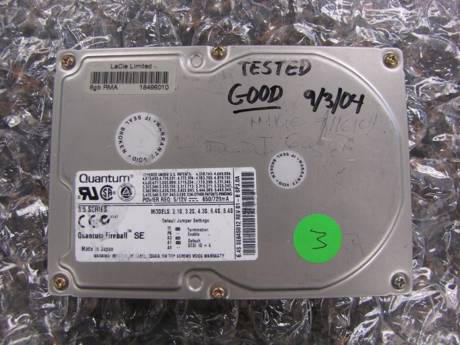 Quantum Fireball SE 6.4S 6.4GB IDE Internal Hard Drive -TESTED & WORKING -NL31