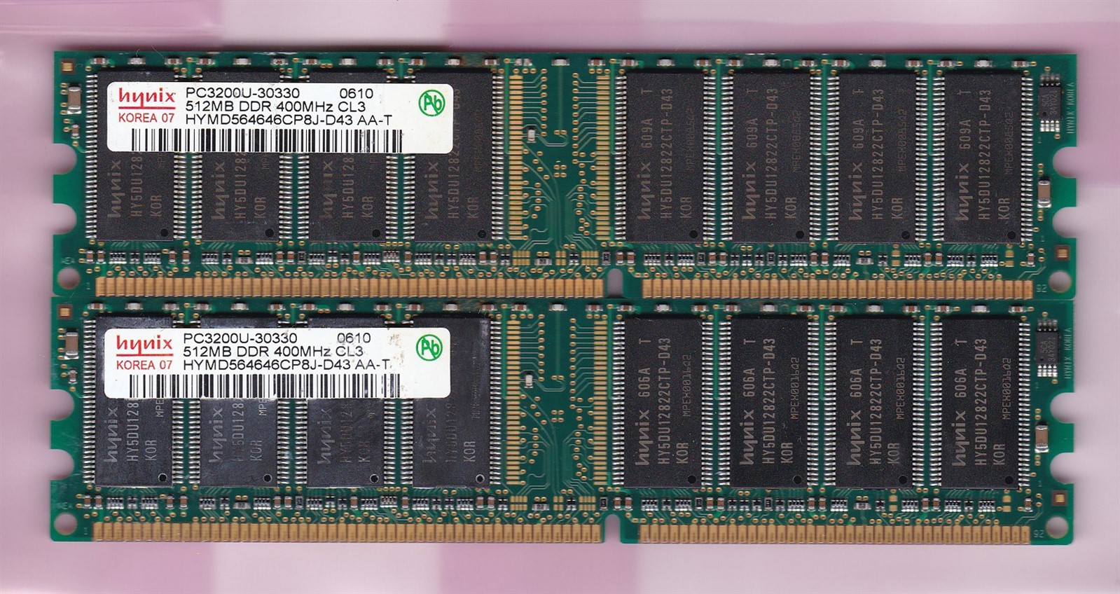 1GB 2x512MB PC3200 HYNIX DDR-400 Ram Memory Kit HYMD564646CP8J-D43 AA-T DDR1 CL3