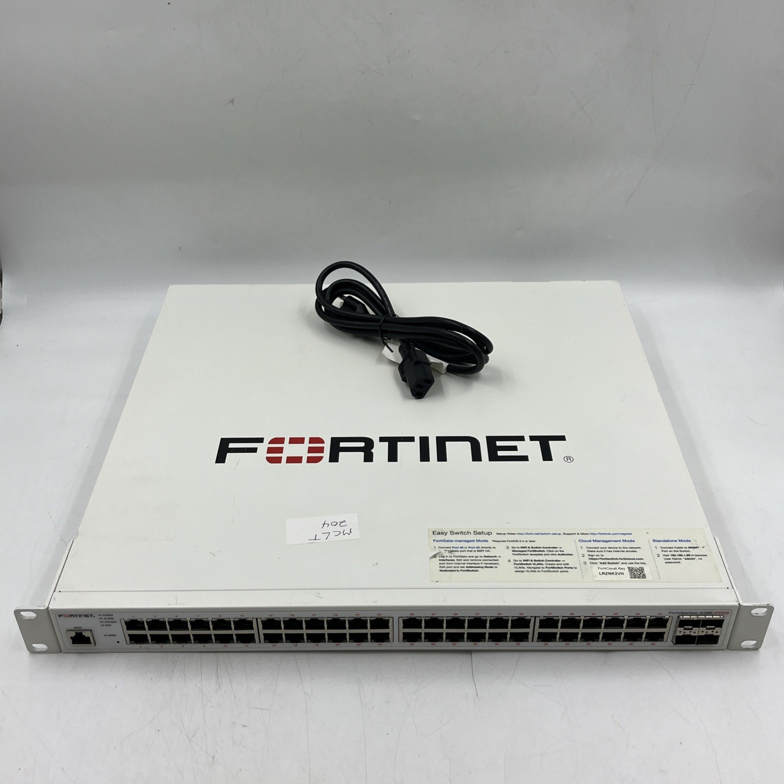 Fortinet FS-248E-FPOE FortiSwitch 48-Port PoE Gigabit Switch W/ Power Cord Used