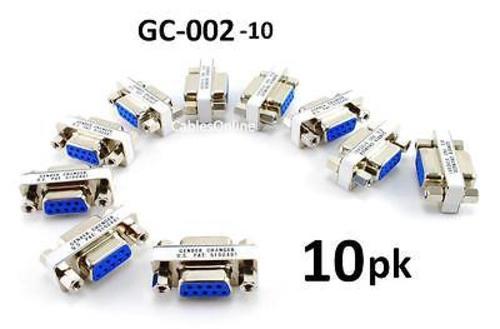 10-PACK DB9 Serial Female/Female Slim Type Gender Changer Coupler Adapter GC-002
