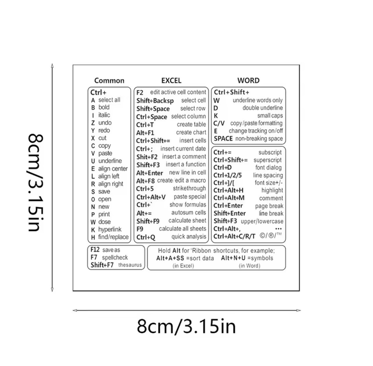 Keyboard Shortcut Stickers Windows Mac Word Excel School Office Learning