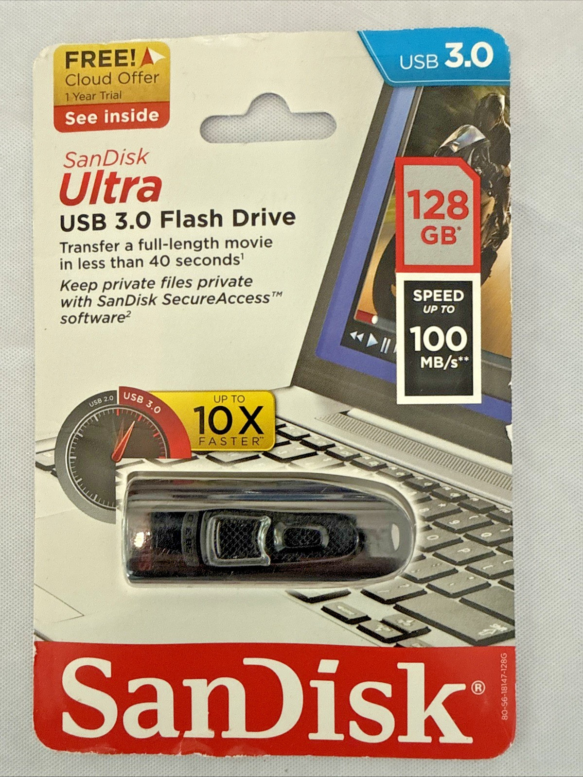 Brand New SanDisk Ultra 128GB USB 3.0 Flash Drive Black