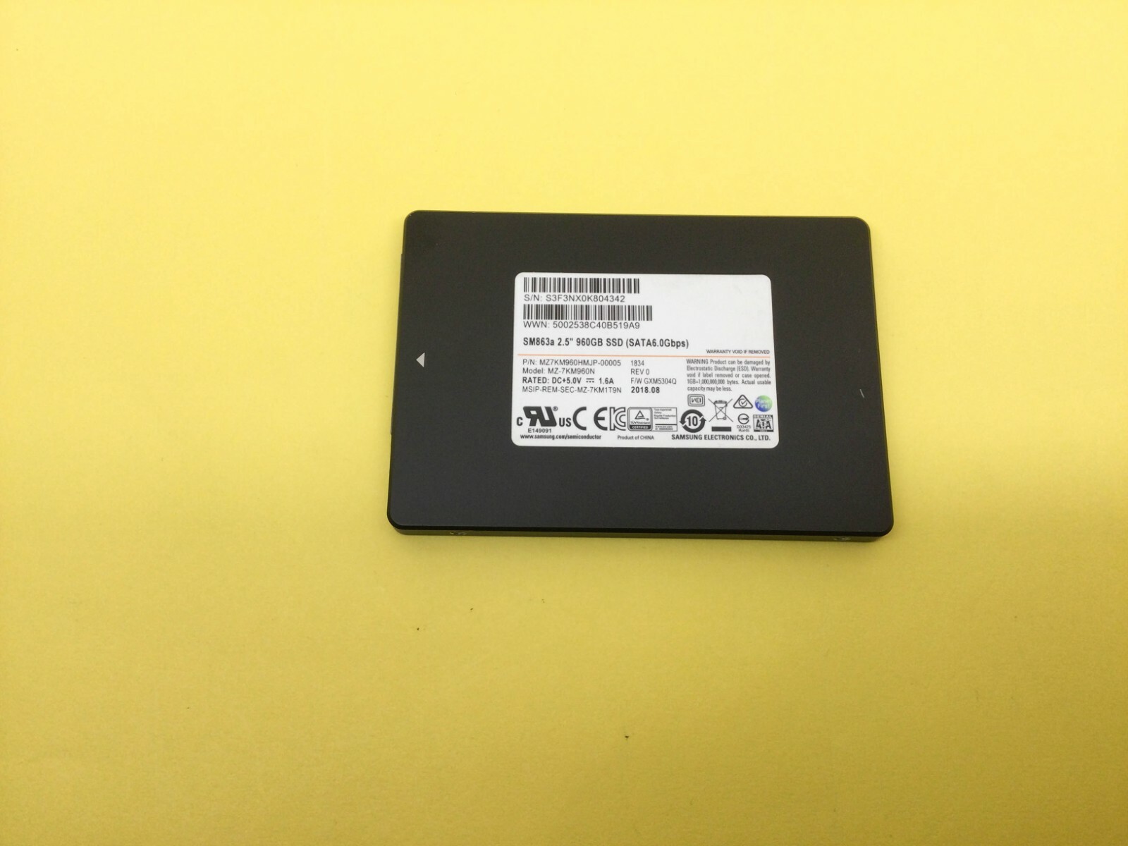 MZ-7KM960N Samsung SM863a Series 960GB SATA 6Gbps 2.5" SSD MZ7KM960HMJP