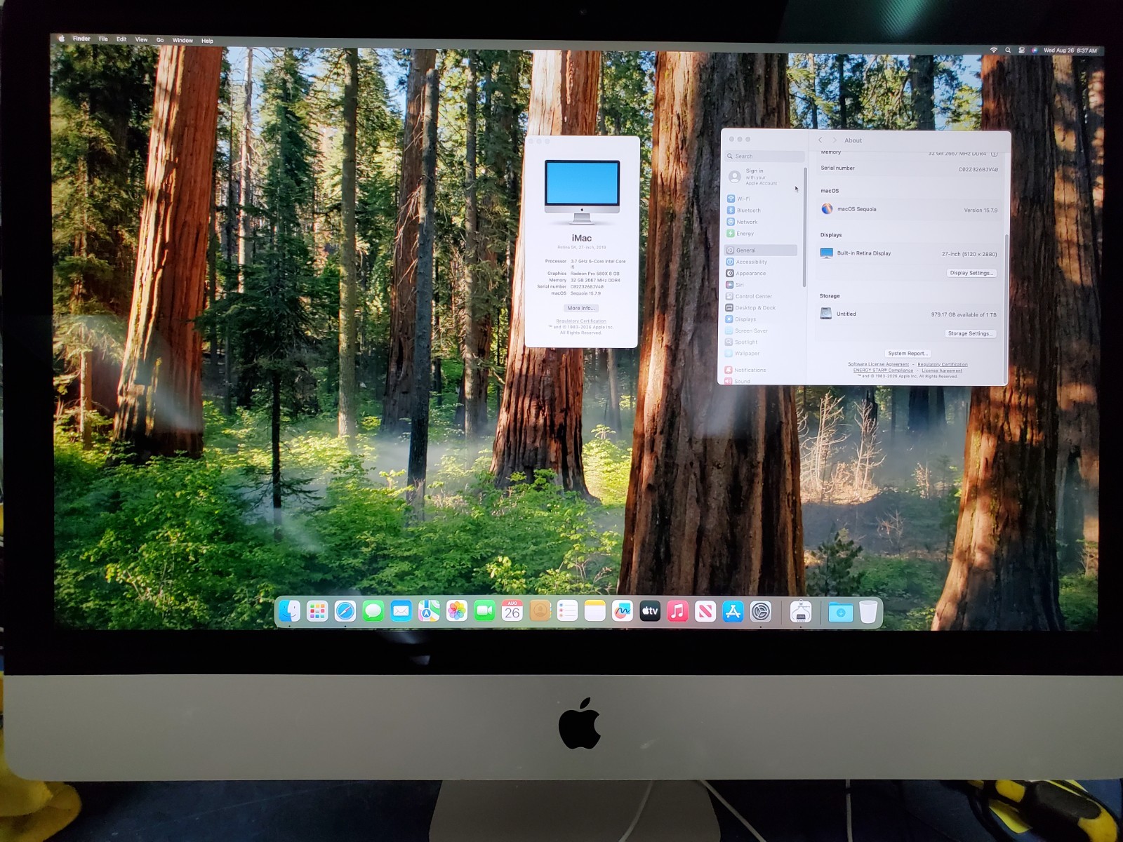 Apple iMac A2115 2019 27" 5K i5-9600K@3.7 32GB RAM 1TB SSD | C1522DS