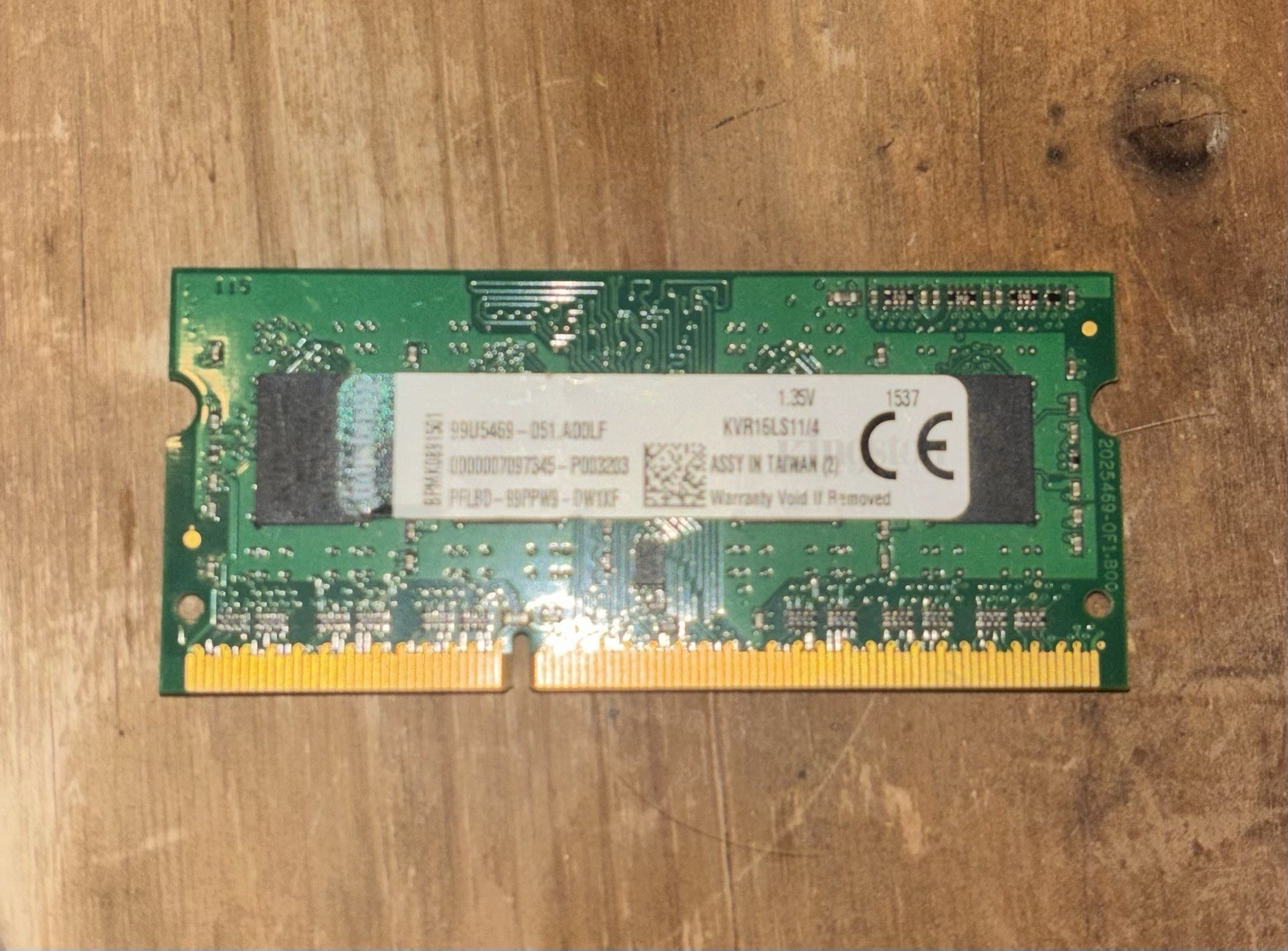 Kingston 4GB DDR3L 1600MHz SO-DIMM Laptop RAM KVR16LS11/4 PC3L-12800