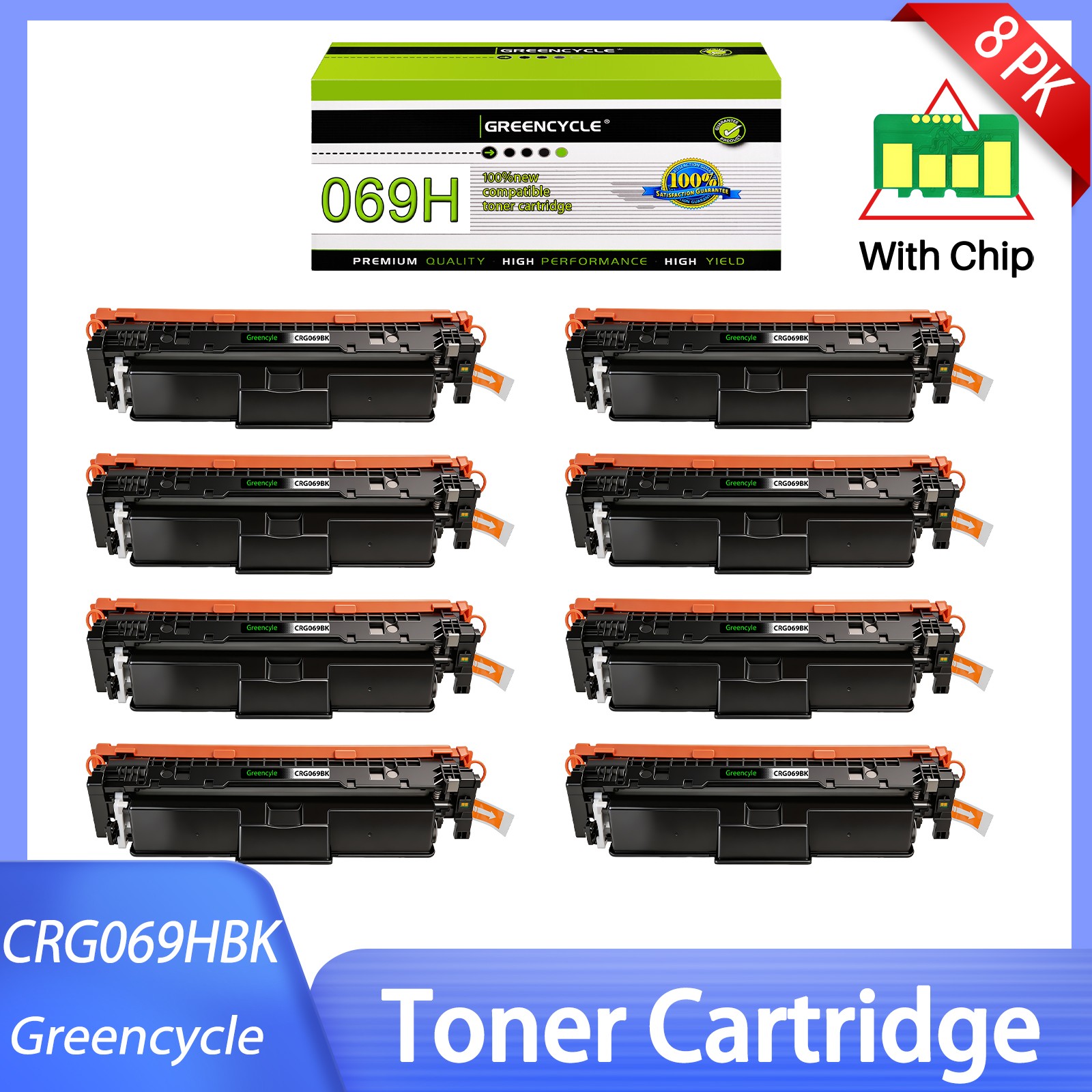 8PK CRG069H Black High Yield Replace Toner Cartridge Canon LBP673Cdw LBP674Cdw