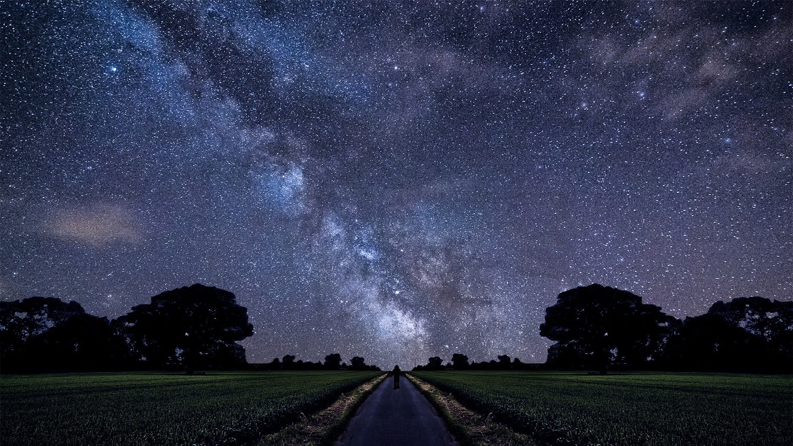 Landscape stars night road starry field outdoors Custom Gaming Mat Desk