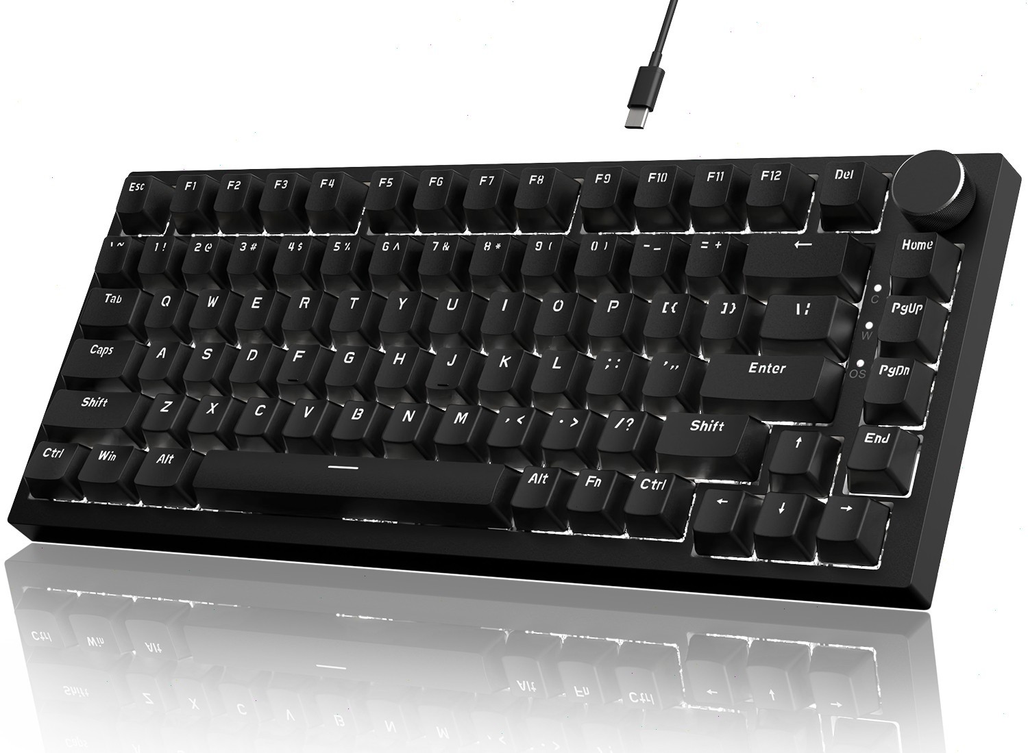 AJAZZ AK820 Wired Mechanical Gaming Keyboard with Knob Hot Swappable RGB PC MAC