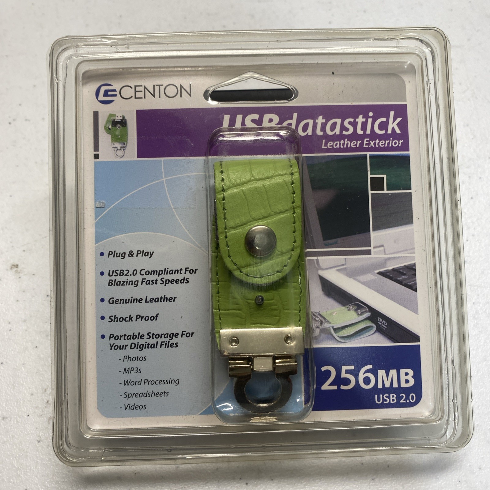 Centon USB Data Stick 256MB USB Flash Drive Hi-Speed USB 2.0 Leather New Sealed