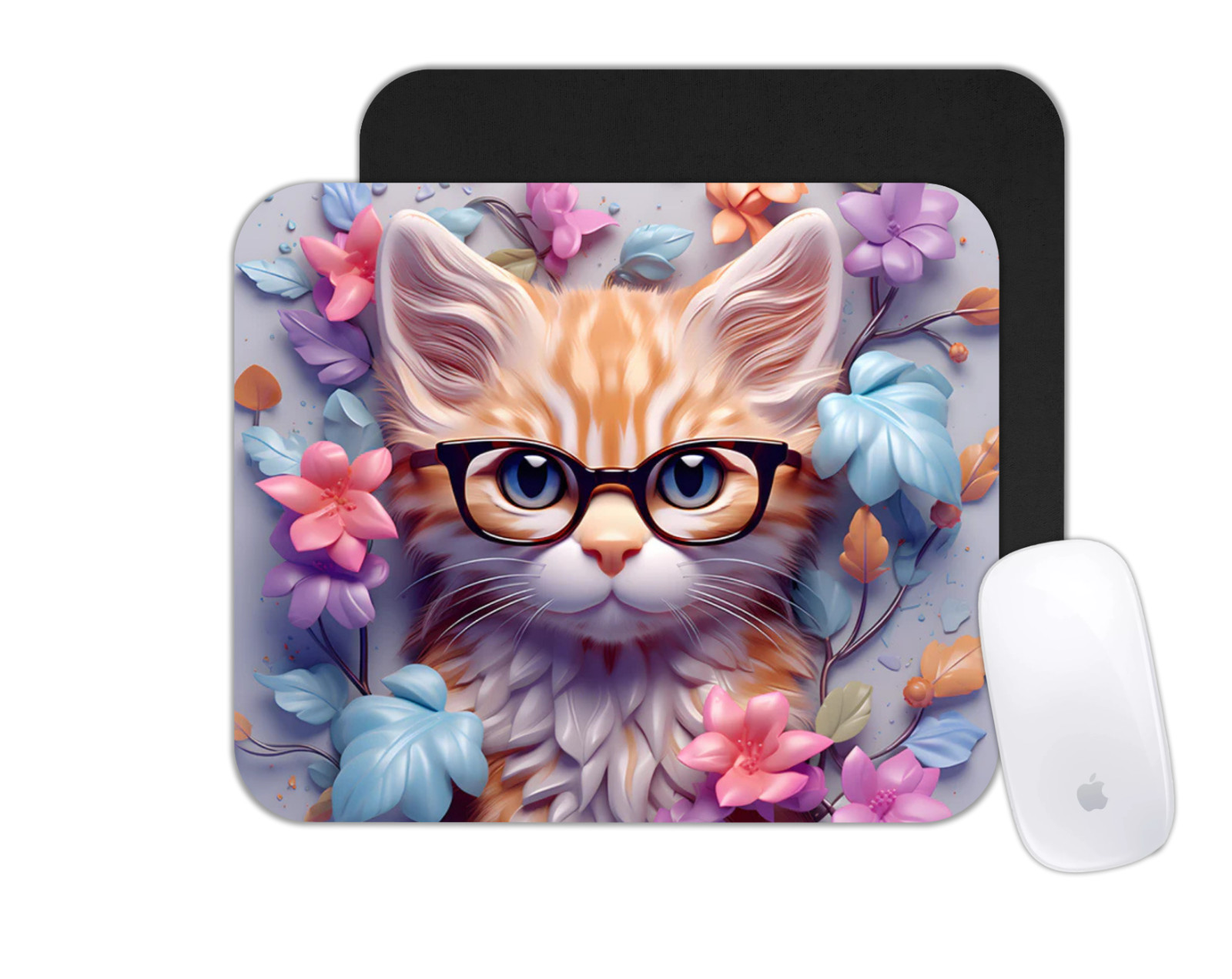 Custom Mouse Pad - Smart Cat 3D Theme - Photo Office Desk Mat