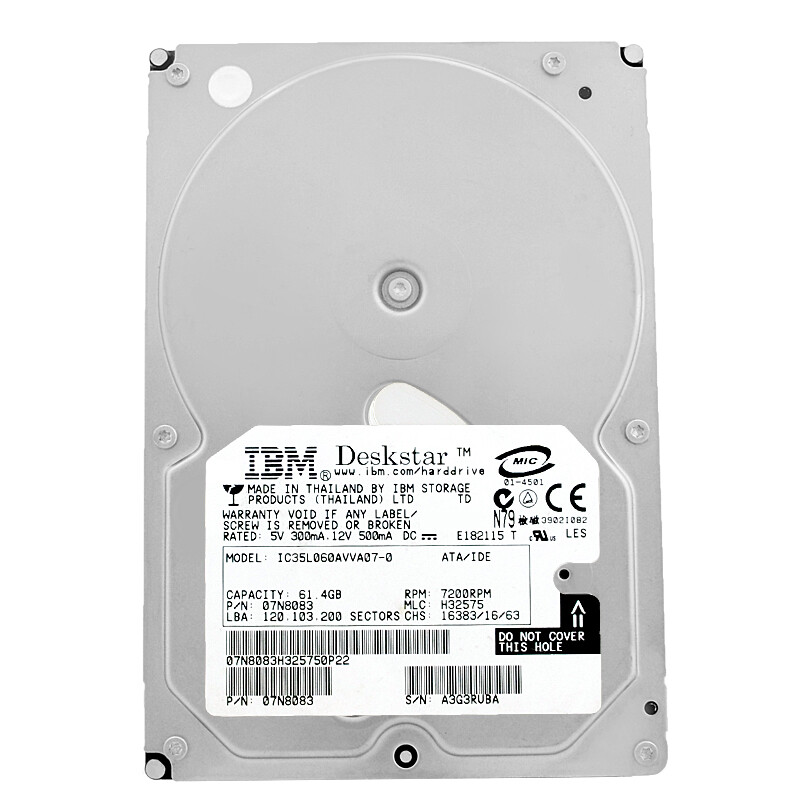 IBM 60GB IC35L060AVVA07-0 7200RPM ATA 3.5" Inch Hard Drive 07N8083