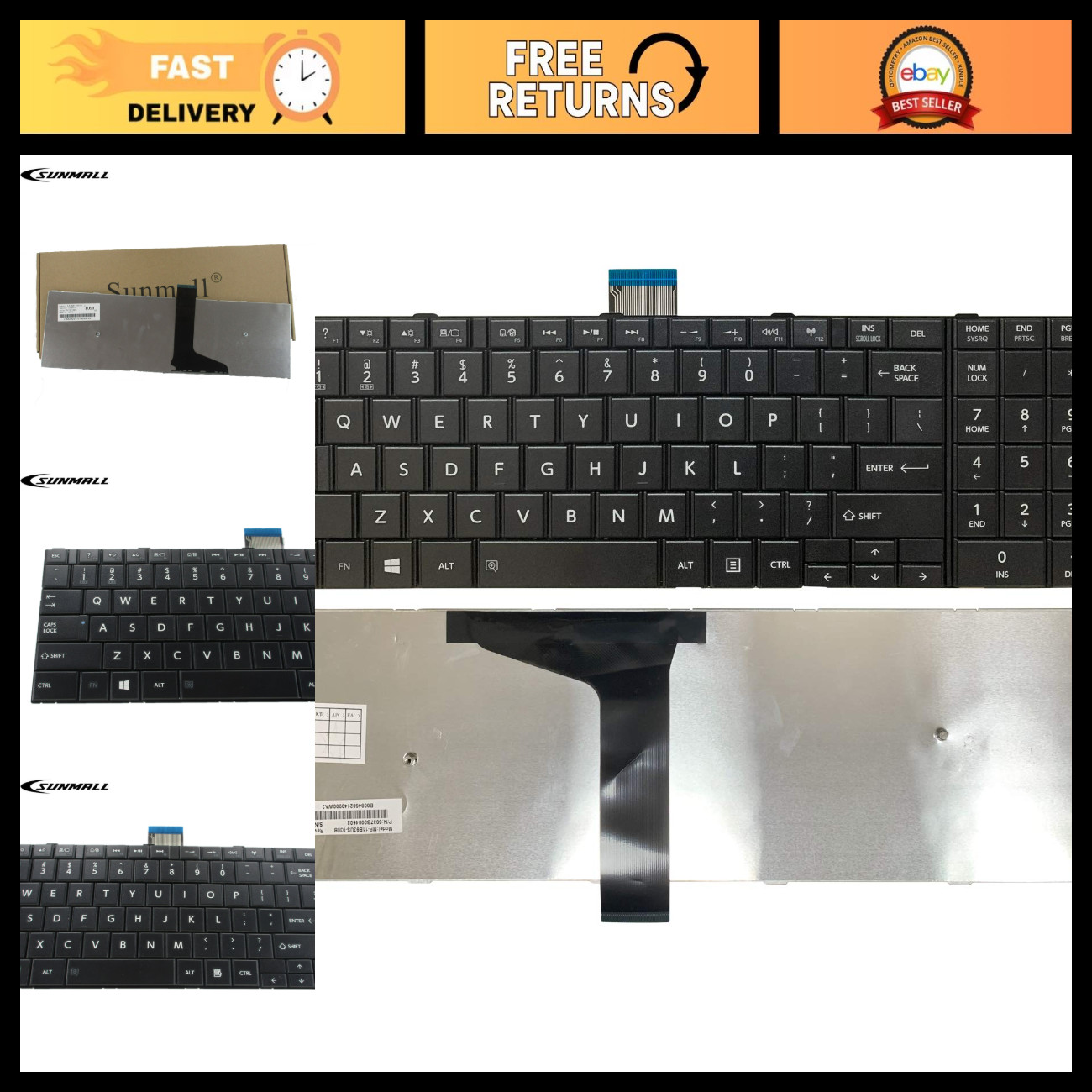 Replacement Keyboard for Toshiba Satellite C50 C55 Series - Fits V143026CS1