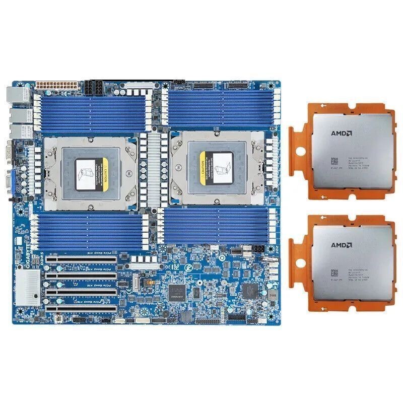 Gigabyte MZ73-LM0（Rev. 2.0) With 2x AMD EPYC Genoa 9654 QS CPU, 2x 4U SP5 Cooler
