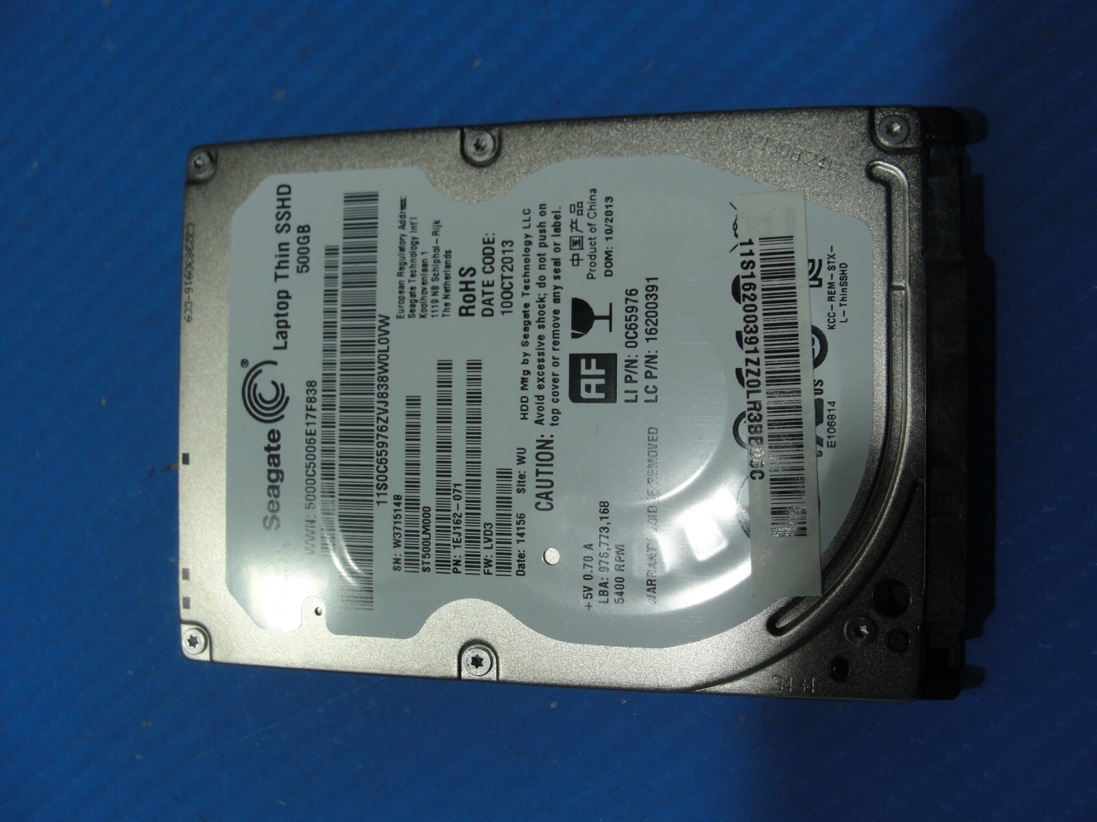 Lenovo IdeaPad U530 Touch Seagate 500GB SATA 2.5" SSHD Hard Drive ST500LM000