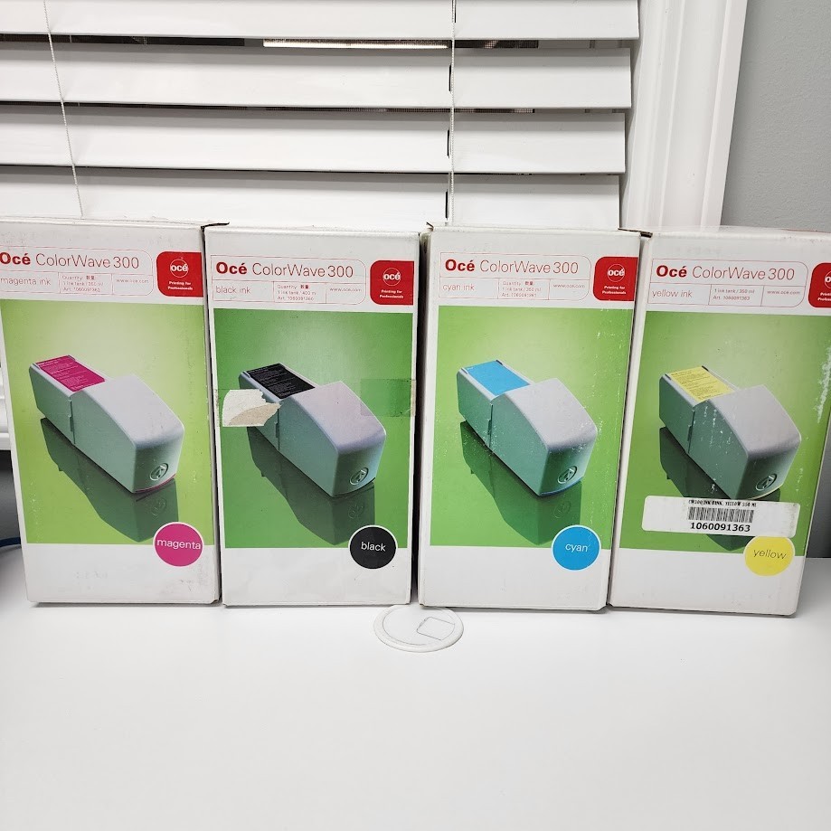 OCE COLORWAVE 300 INK TANK CYAN, MAGENTA, YELLOW BLACK LOT OF 4