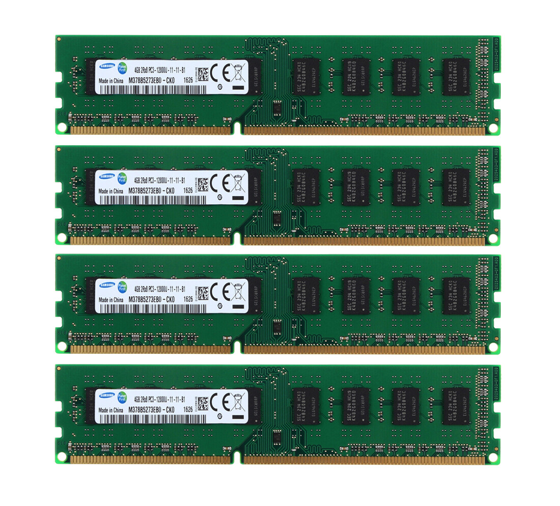 16GB Samsung 4X 4GB 2RX8 PC3-12800 DDR3 1600Mhz DIMM Desktop Memory RAM NON-ECC