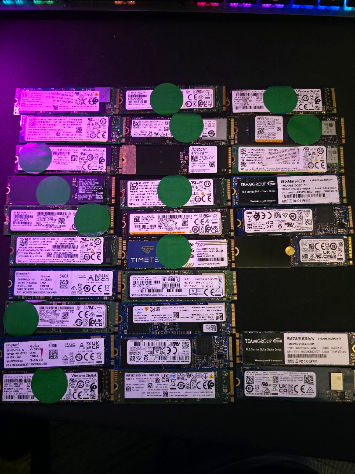 LOT OF M.2 SATA SSD 512 GB MIXED DRIVES ALL WORKING.