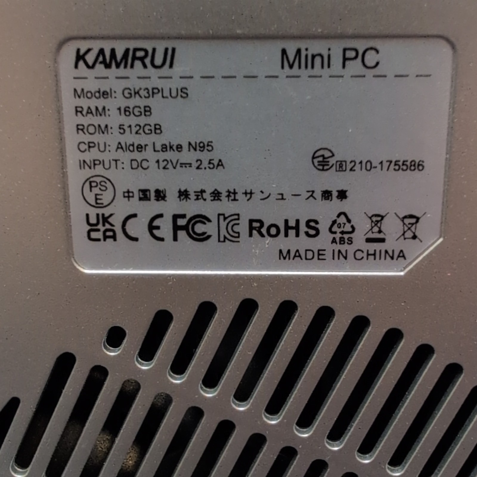 KAMRUI GK3PLUS Mini PC Alder Lake N95 16GB RAM 512GB SSD Silver