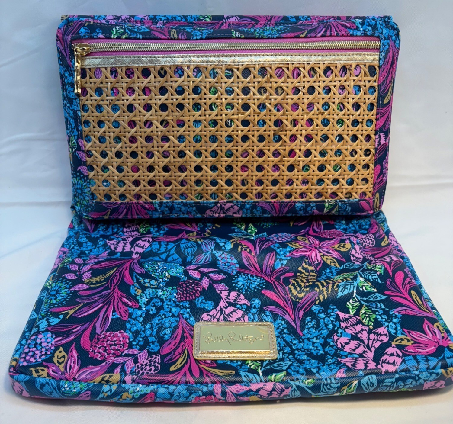 Lilly Pulitzer Laptop Sleeve Leatherette Aegean Navy Calypso Coast 14"