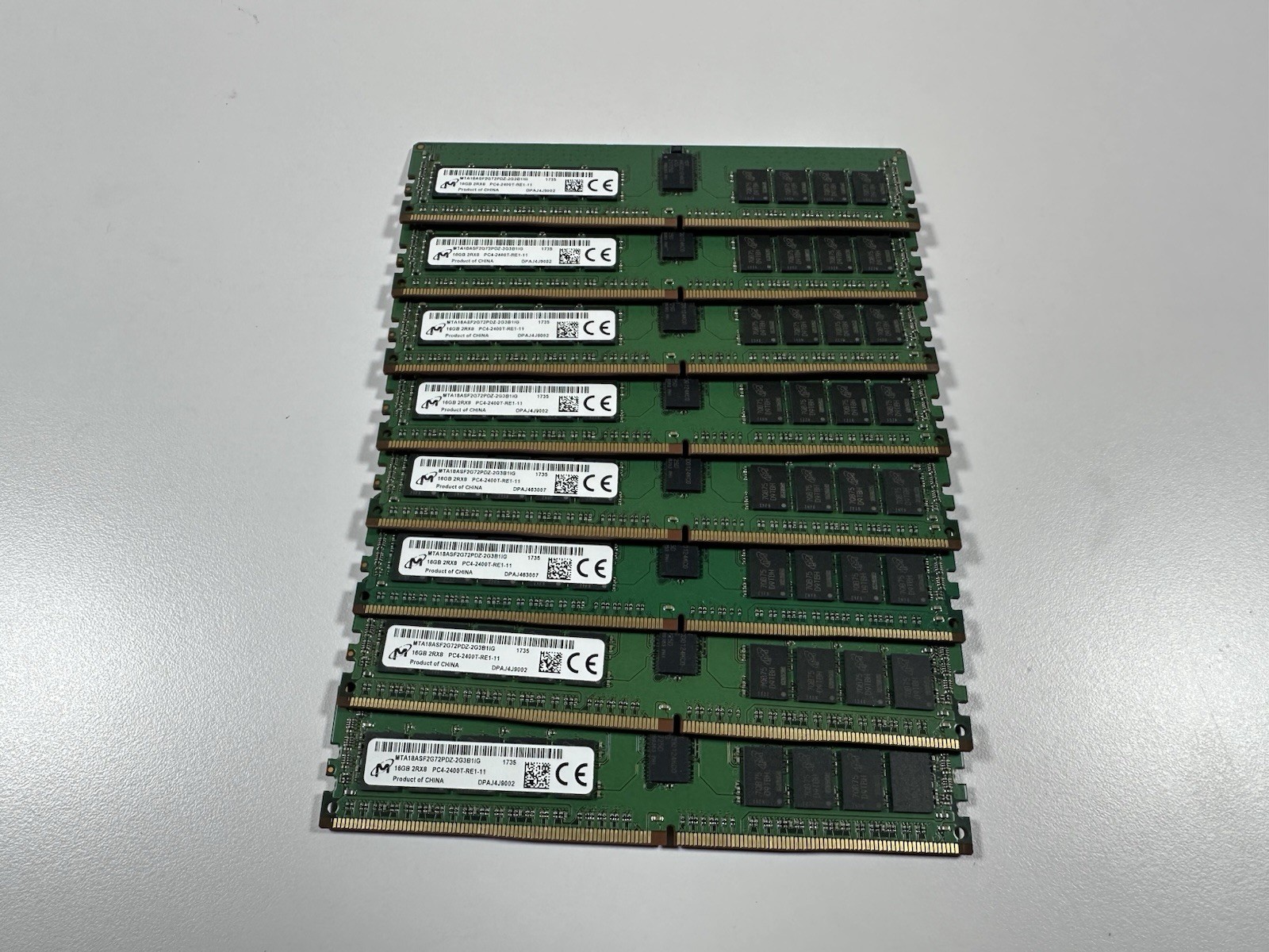 Lot Of 8 - Micron 16GB 2Rx8 PC4-2400T DDR4 Server RAM Memory ECC