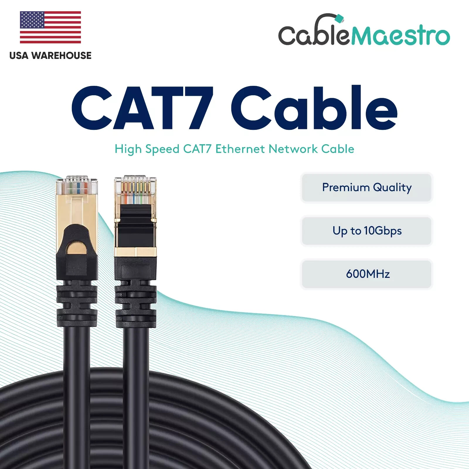CAT7 U/FTP PATCH CORDS Cable GOLD PLATED 6FT-200FT Multi Pack LOT White
