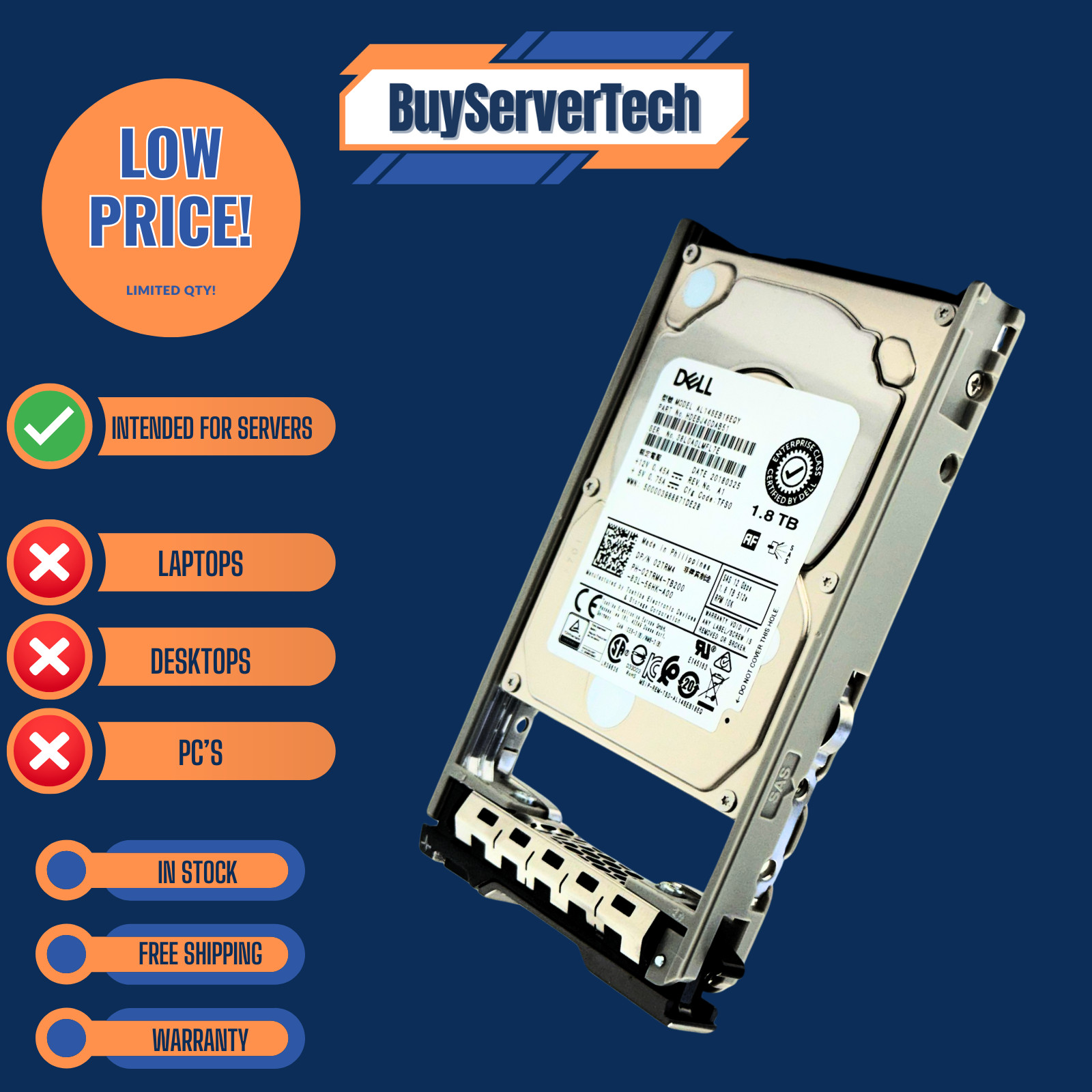Dell 2TRM4 1.8TB 10K SAS 12G 2.5" HDD AL14SEB18EQY |  1 Year war 02TRM4