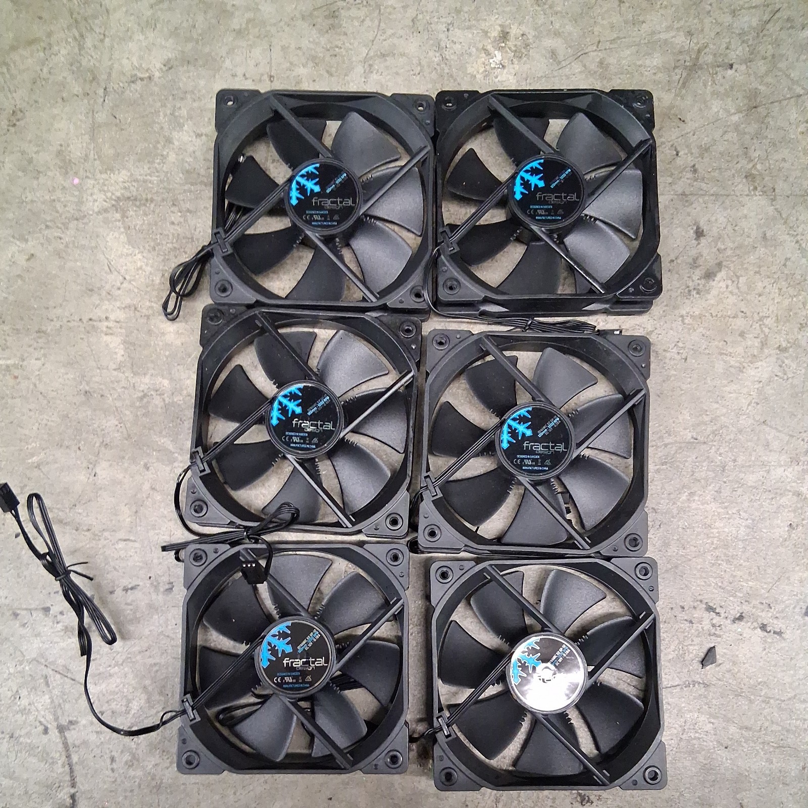 Set of 6 fans new Fractal  Brand  120mm ,12v DC 0.3A. 4pins 