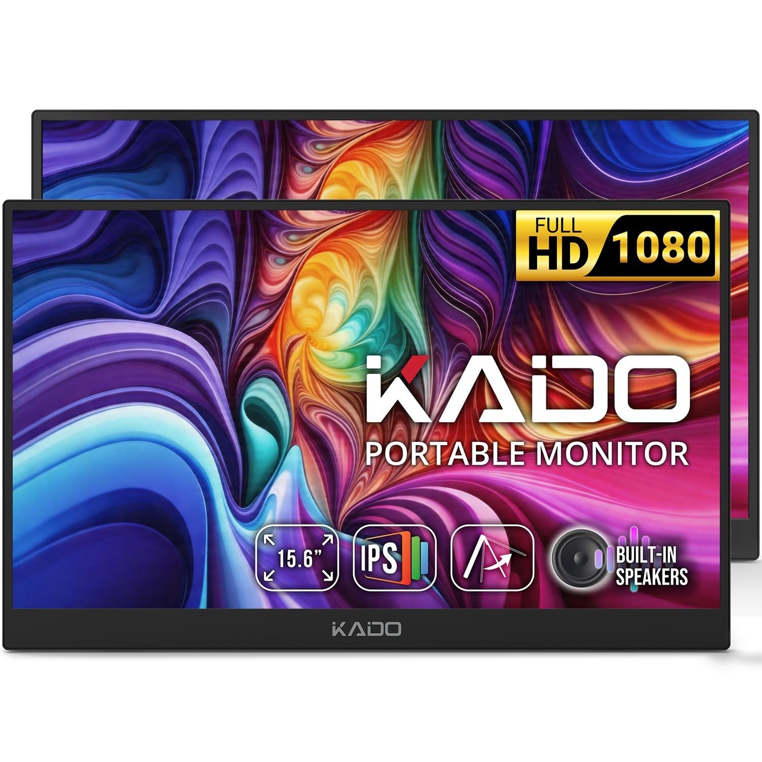 Kado 2-Pack Portable Monitor 15.6-inch FHD 1080p Ultra-Slim Laptop Black