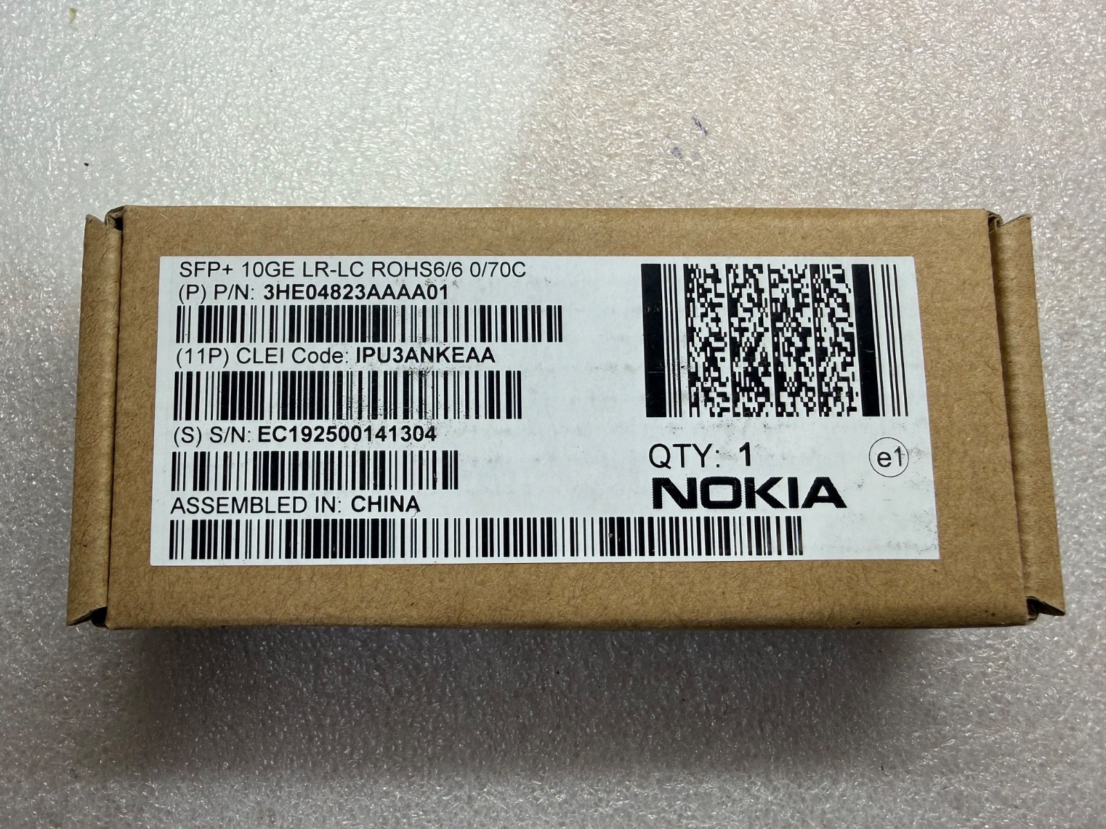 Nokia 3HE04823AAAA01 SFP+ 10GBASE-LR 10km 1310nm LC Transceiver CLEI IPU3ANKEAA