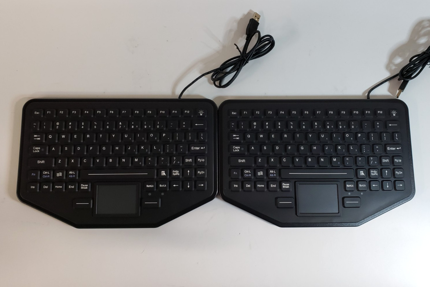 Lot of 2 iKey SkinnyBoard SB-87-TP-USB Backlit Keyboards w/ Touchpads