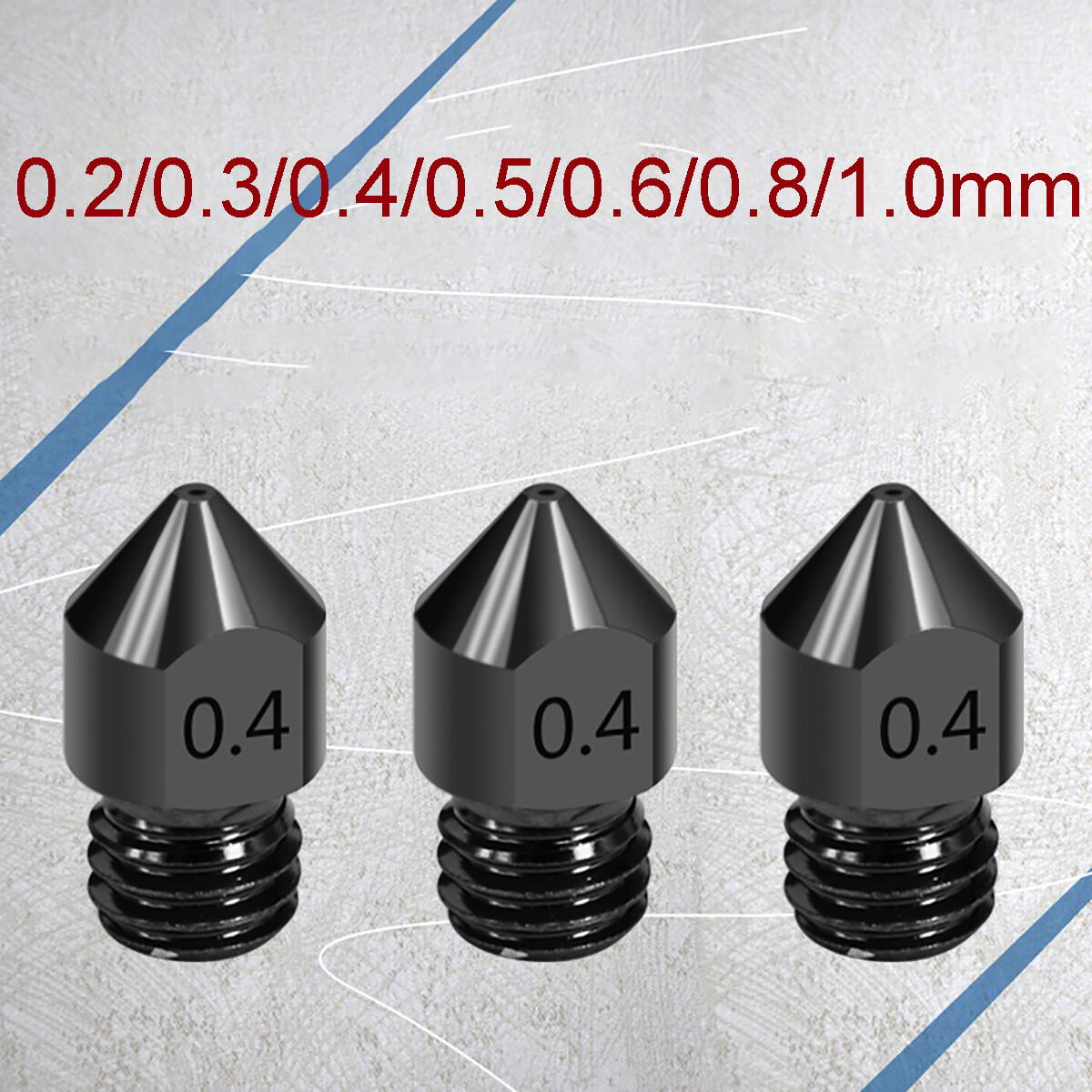 Hardened Steel Extruder Nozzle for 3D Printer Nozzle 0.2-1.0mm MK8 1.75 Filament