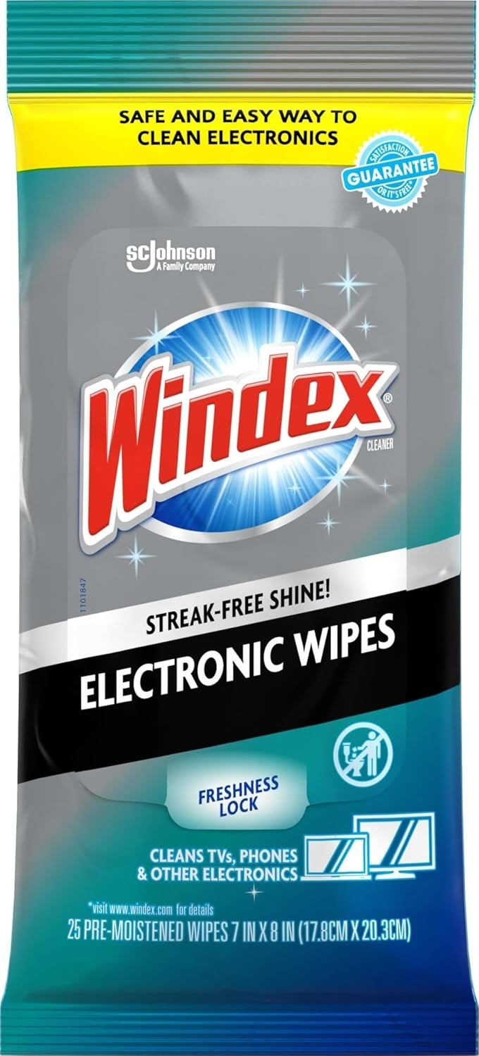 Windex Electronics Cleaning Wipes, Pre-Moistened Screen Wipes for TVs, Phones an