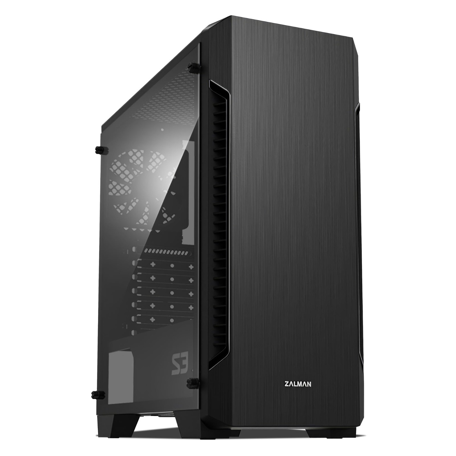 ATX Mid-Tower PC Case with Full Acrylic Side Panel & 3x 120mm Fans - Black