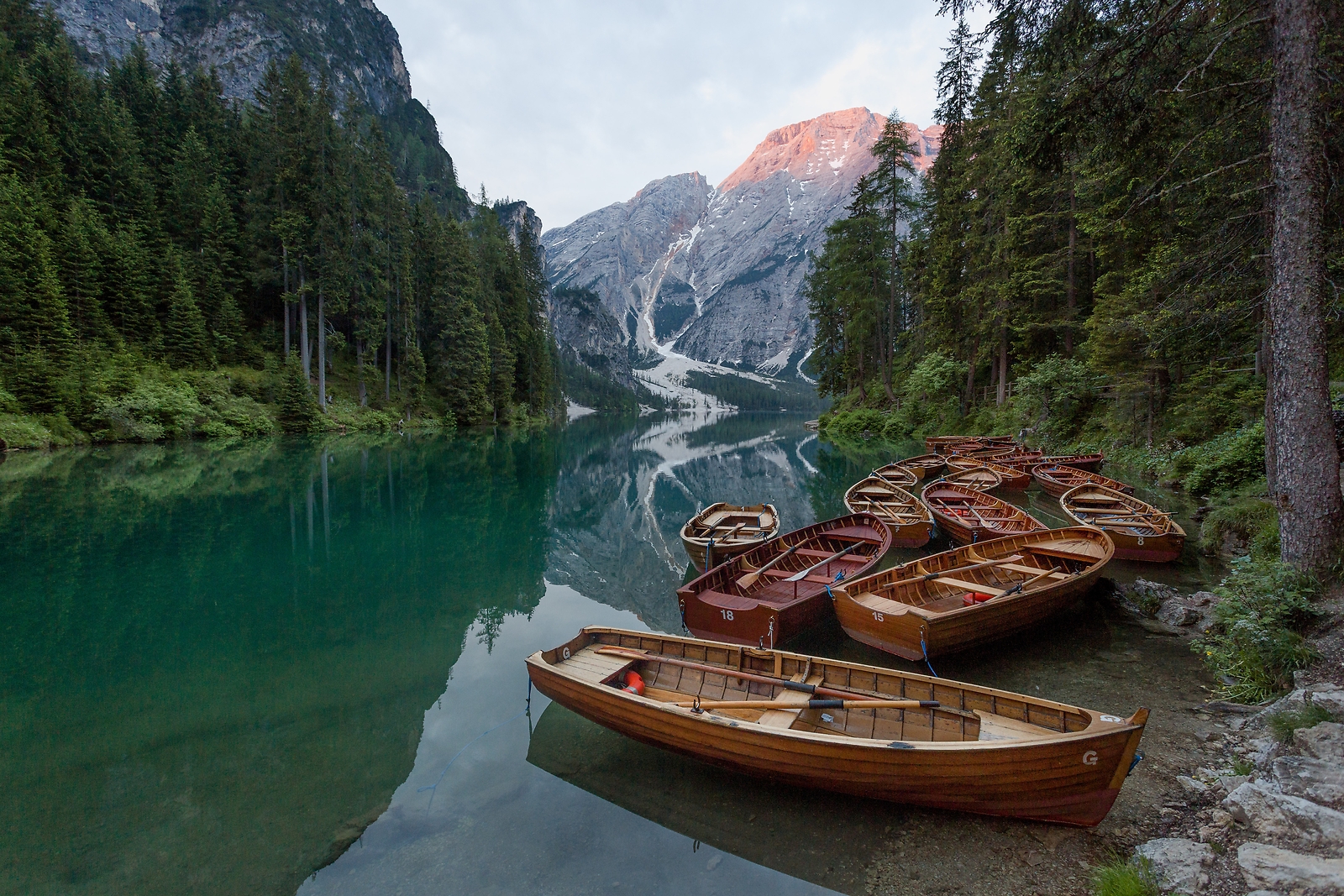 Landscape river forest mountains boat calm waters Custom Gaming Mat Desk