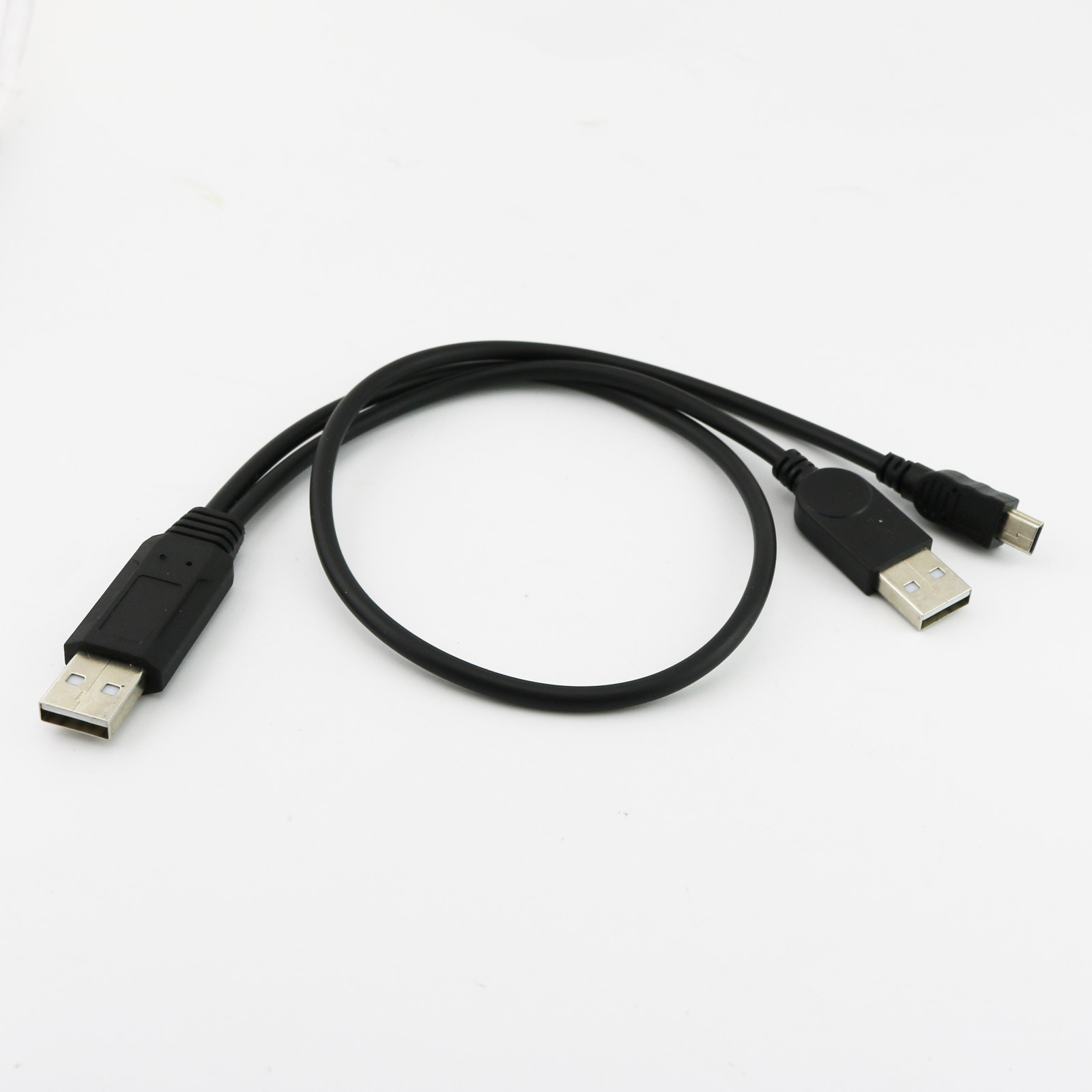 1x Mini USB Male + USB 2.0 Male to USB 2.0 A Male Charging Cable Cord 50+20cm