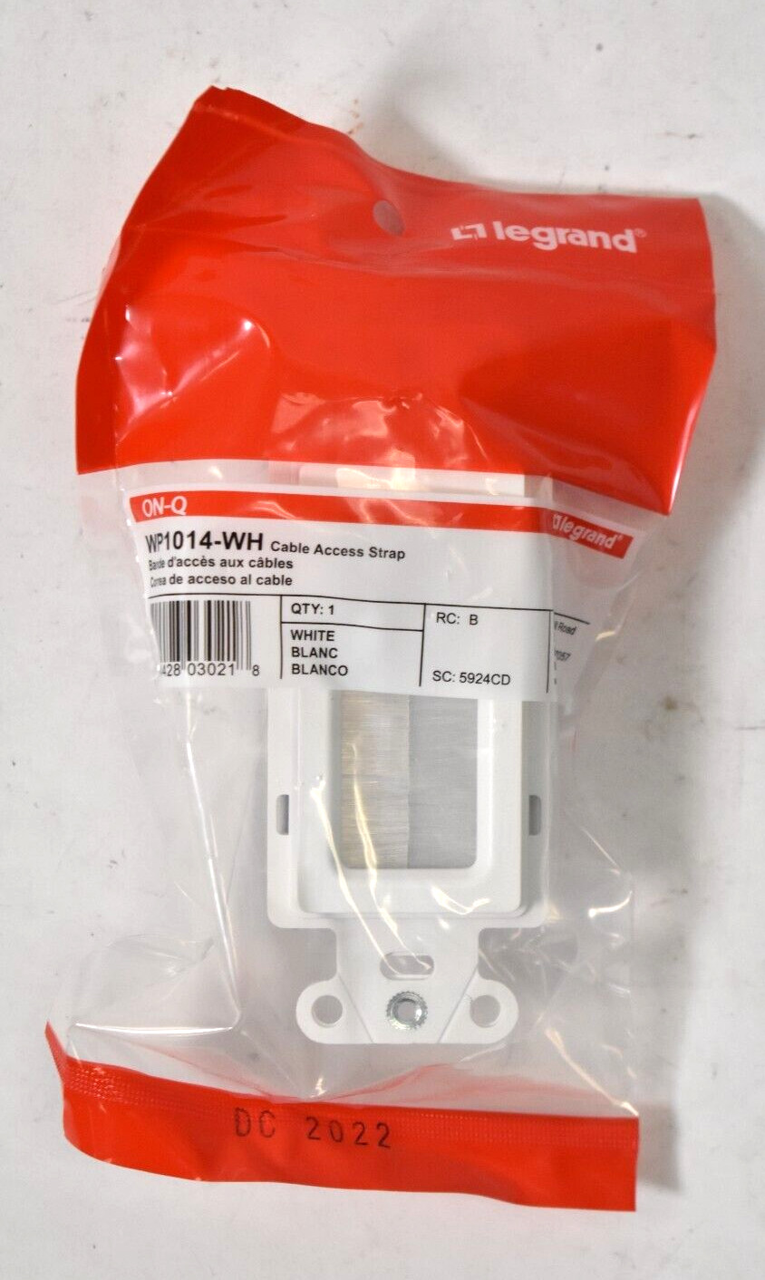 Legrand ON-Q Cable Access Strap Plug In WP1014-WH White Wall Plate Hardware