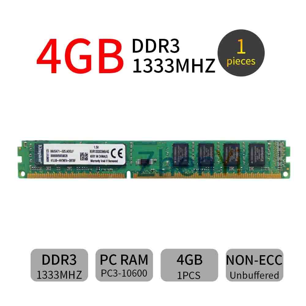 Kingston 4GB DDR3 1333MHz PC3-10600U CL9 KVR1333D3N9/4G Desktop Intel Memory RAM