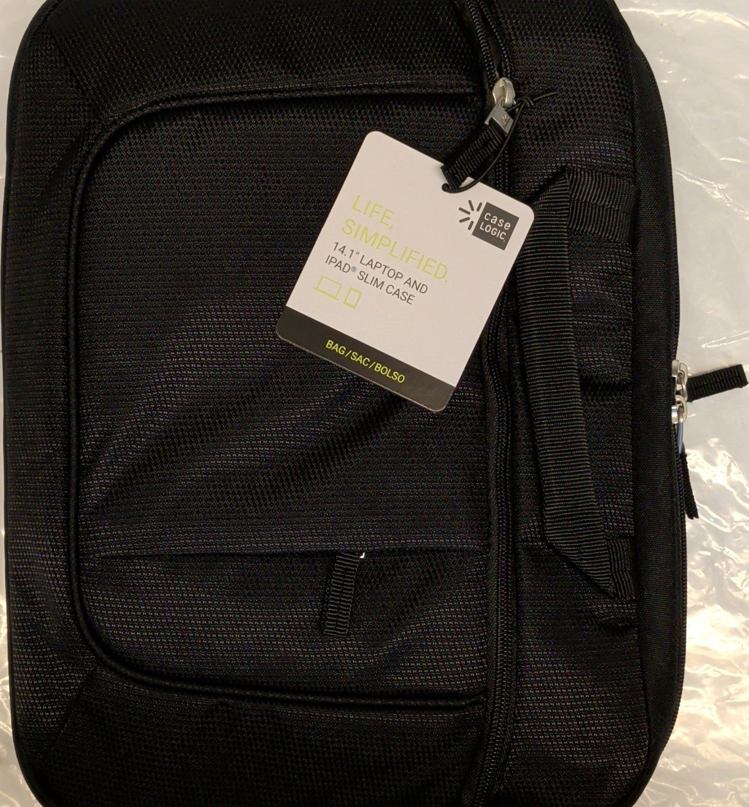 Case Logic 14.1in Slim Laptop/iPad Case Black Polyester Padded Zip AUA314