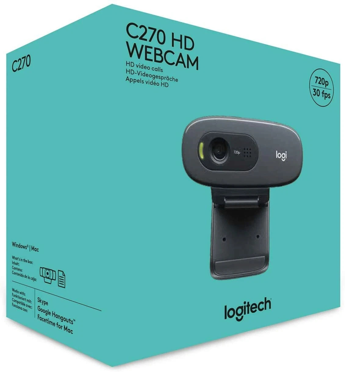 Logitech C270 Desktop Laptop HD Webcam with Built-in Microphone