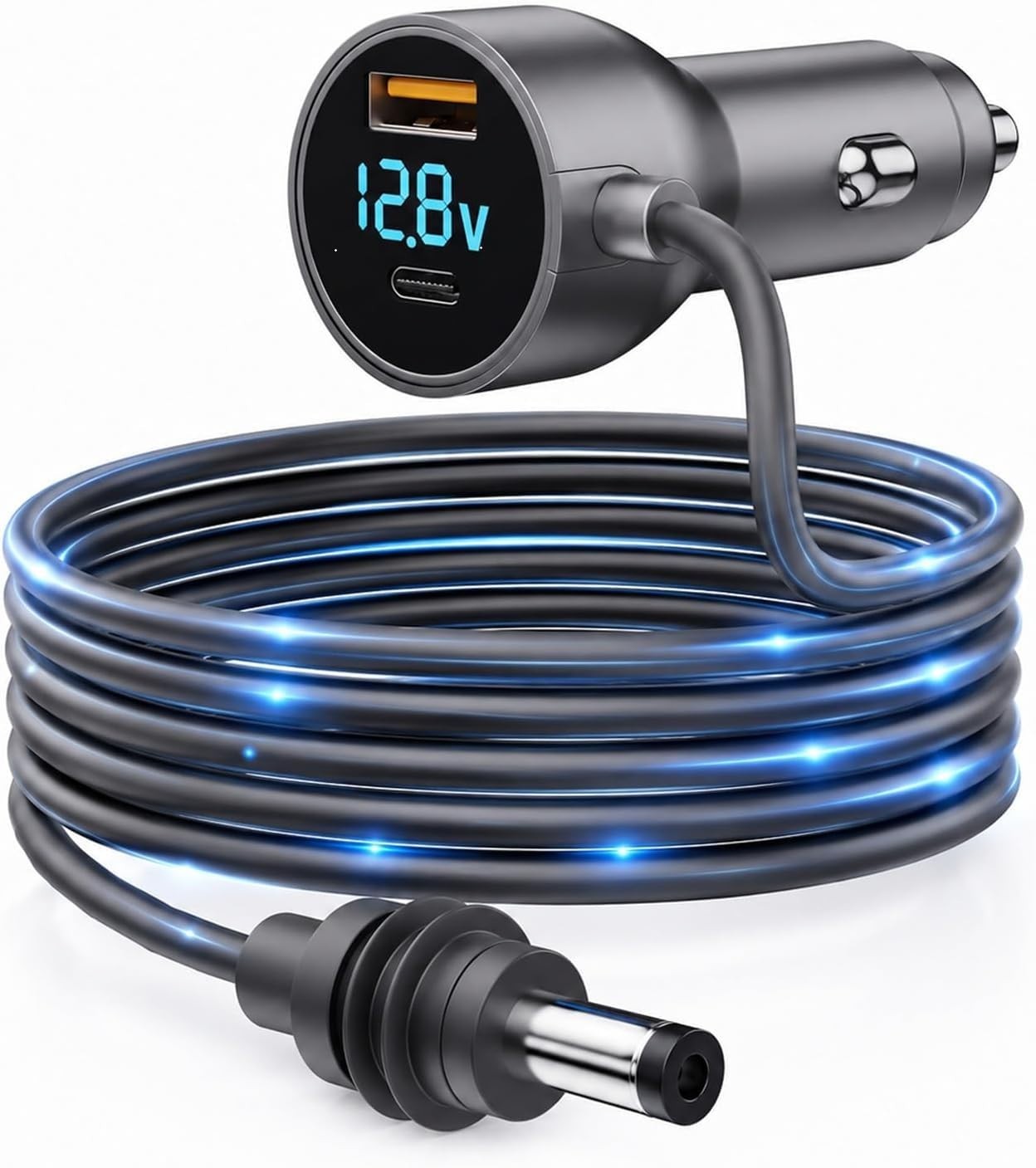 3-in-1 Car Power Adapter, 12V-48V Cigarette Lighter Charger, USB & DC Supply for