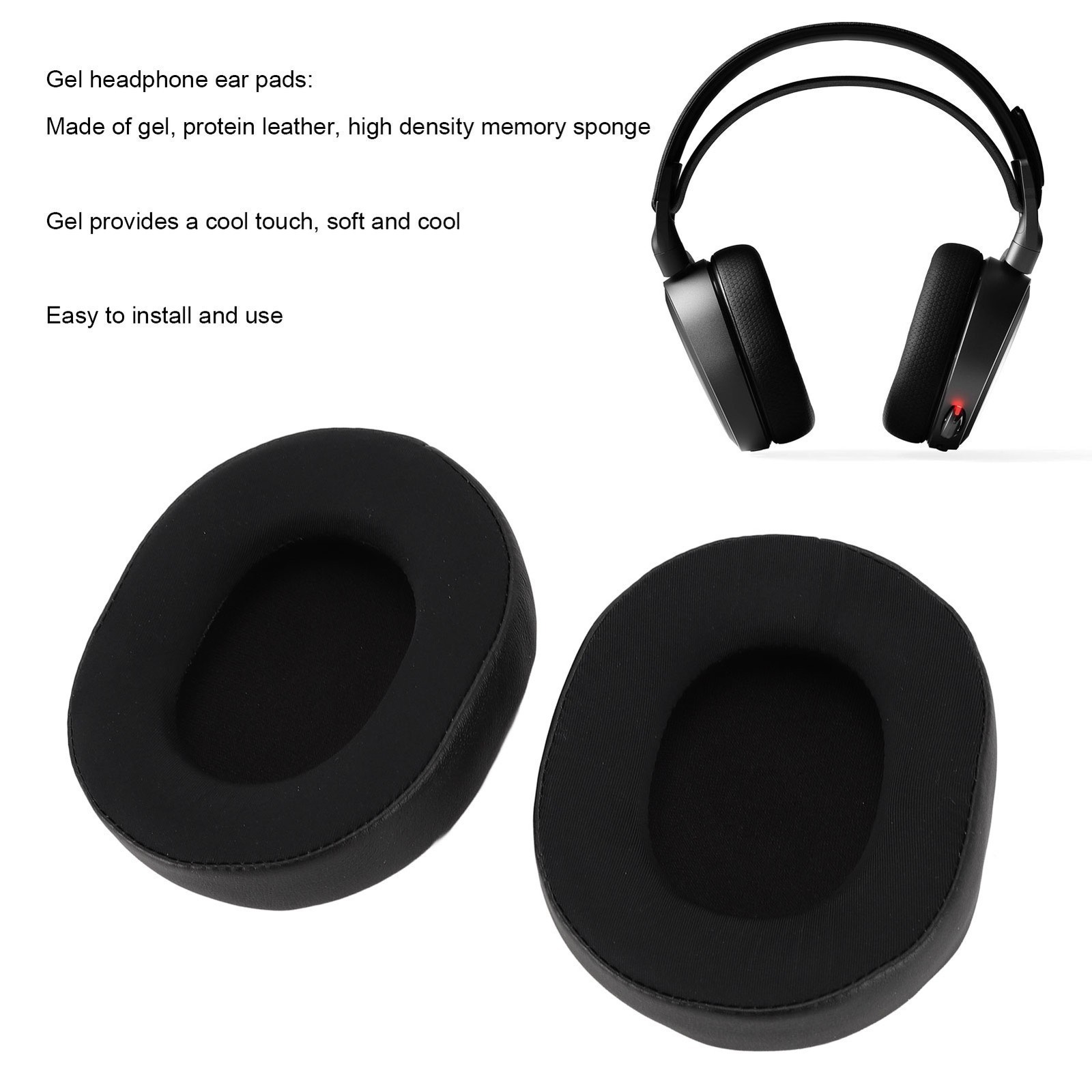 1 Pair Gel Ear Pads Soft Cooling Touch Headset Ear Pad Cushions for Arctis 1 3 5