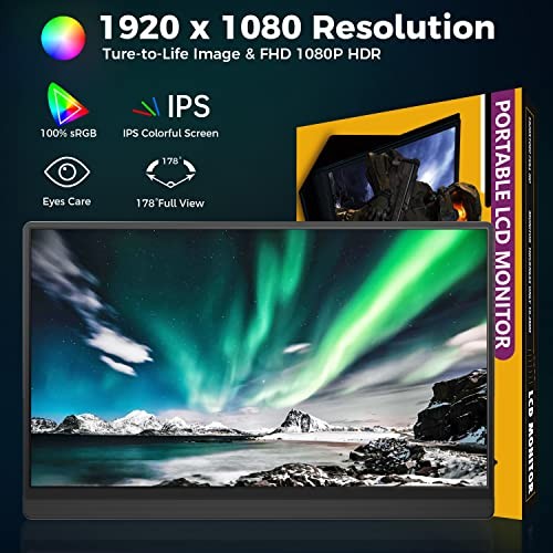 HAMTYSAN PORTABLE MONITOR, 15.6" FHD 1080P PORTABLE LAPTOP MONITOR USB C -